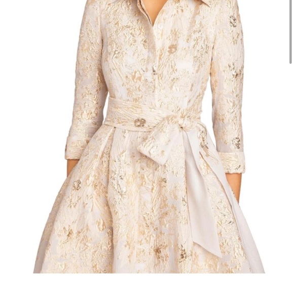 Teri Jon Metallic Gold Midi Dress Size 10 - Picture 2 of 11